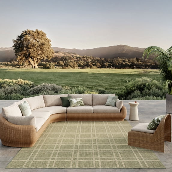 Nourison Horizon Indoor/Outdoor 9' x 12' Green Modern Rug