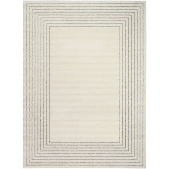 Nourison Hues Border Indoor Area Rug Ivory Grey 3'11" x 5'11"