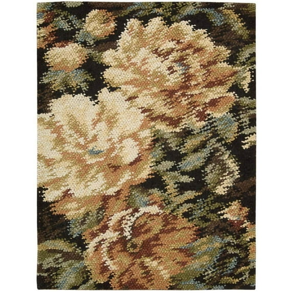 Nourison Impressionist Area Rug Brown 8' x 10' 0.76 - 1 inch 8' x 10' Living Room, Bedroom, Dining Room Black
