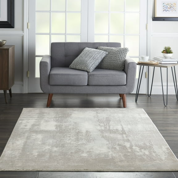 Nourison Imprints Brushstroke Grey/Light Blue 4' x 6' Area Rug, (4x6)