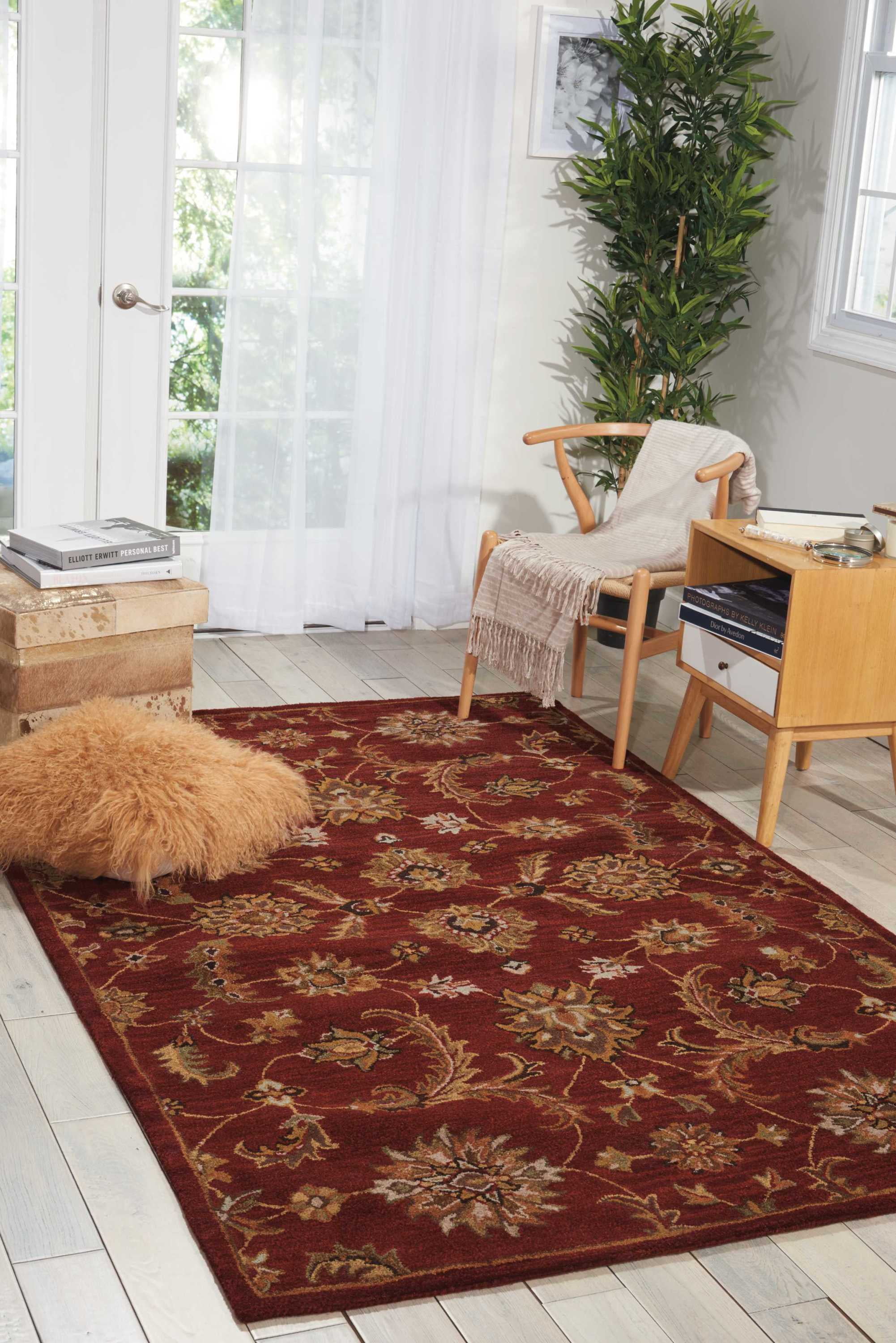 Handmade Tufted Brick Wool Runner Rug 27" Easy Care
