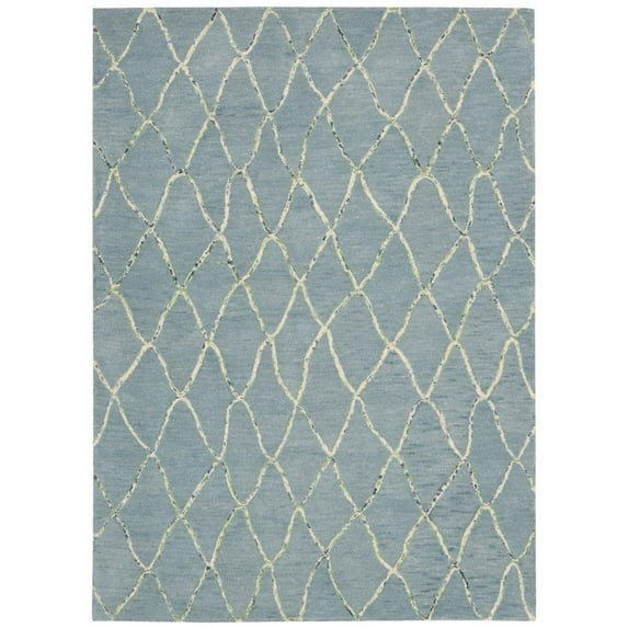 Nourison Intermix Area Rug Blue 3'6" x 5'6" Latex Free Abstract 4' x 6' Indoor,Handmade Living Room Green