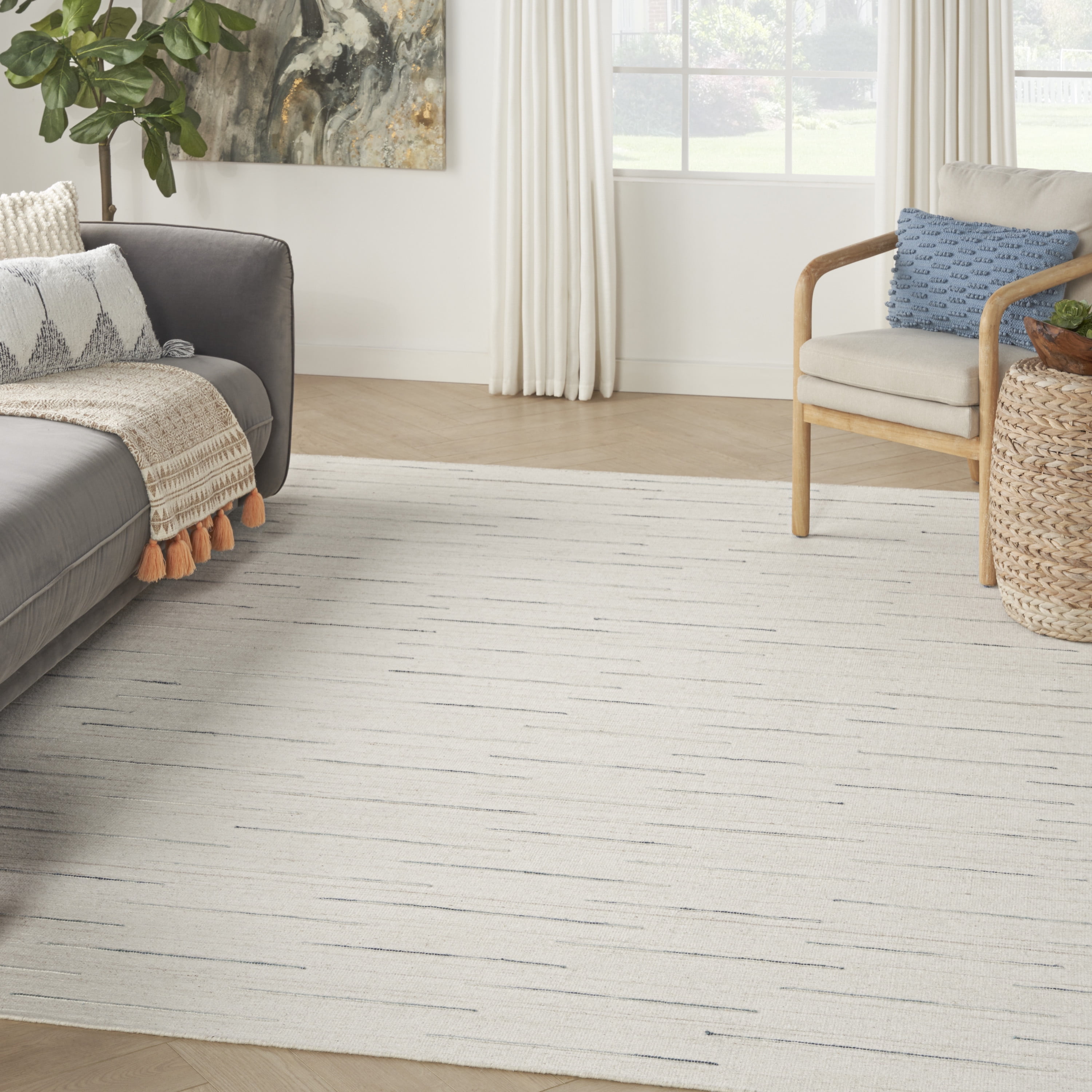 Interweave Ivory 8' x 10' Wool-Cotton Blend Modern Area Rug