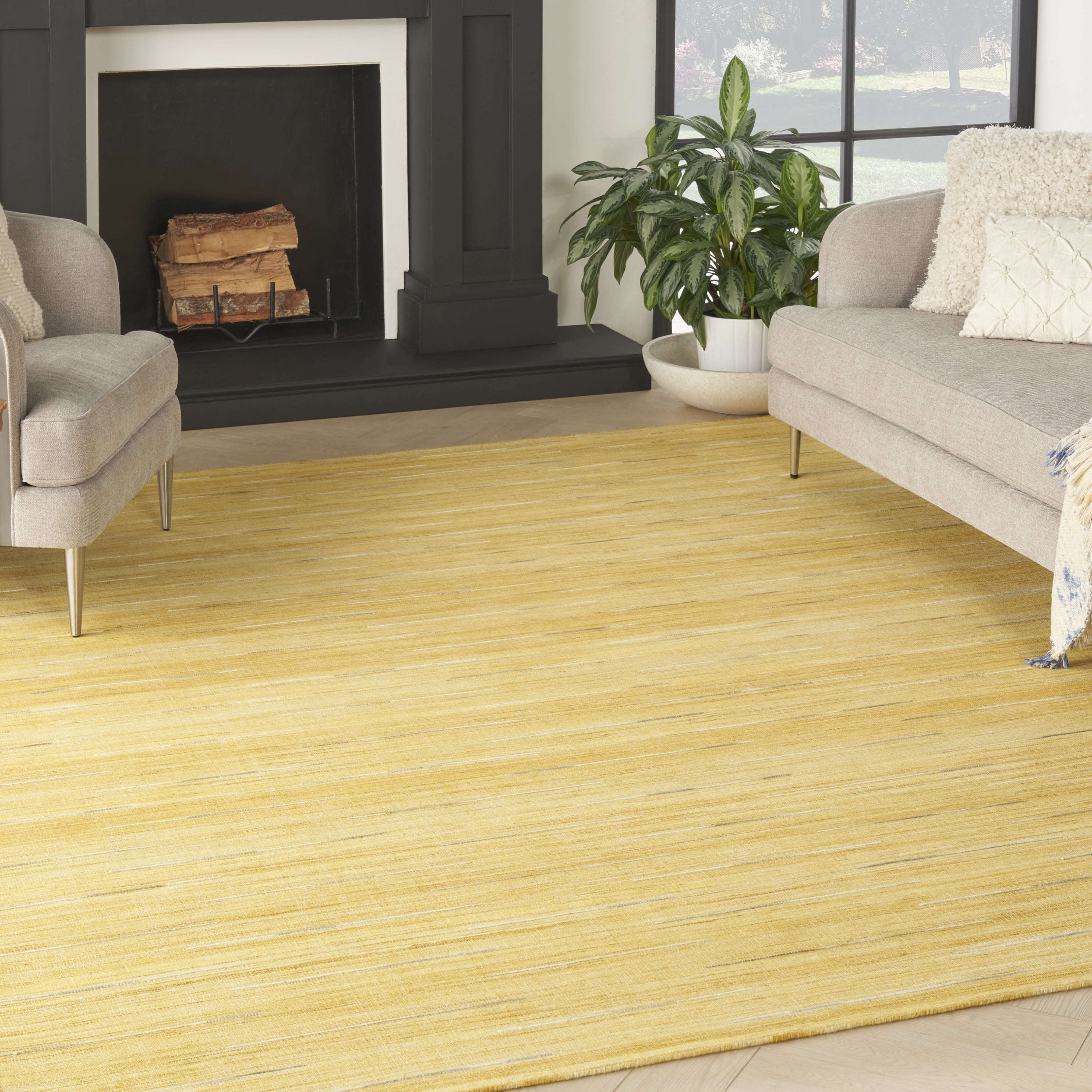Nourison Interweave Abstract Yellow 8' x 10' Area Rug, (8x10)