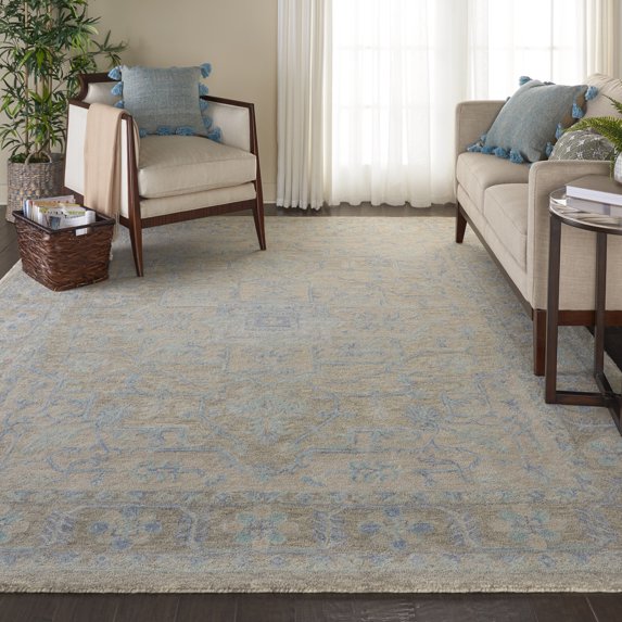 Nourison Jazmine French Country Grey/Blue 7'9" x 9'9" Area Rug, (8' x 10')