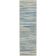 Nourison Jubilant Contemporary Stripes Runner Rug Blue 2 x 6