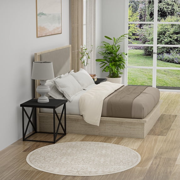Nourison Jubilant 5'3" x Round Ivory Beige Farmhouse Indoor Rug