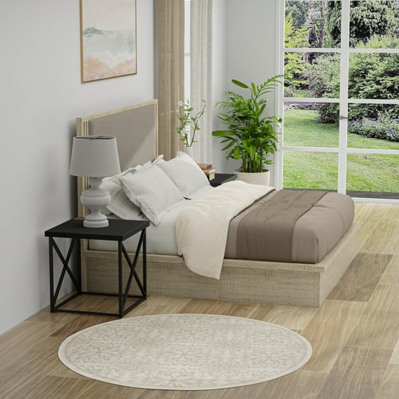 Nourison Jubilant 5'3" x Round Ivory Beige Farmhouse Indoor Rug