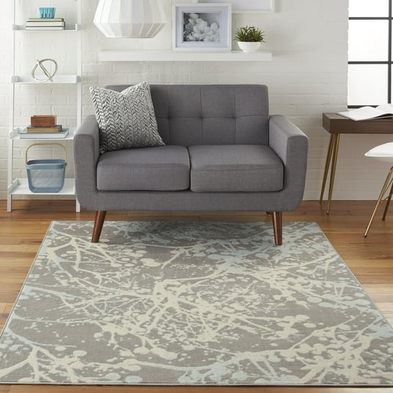 Nourison Jubilant Abstract Grey 4' x 6' Area Rug, (4x6)