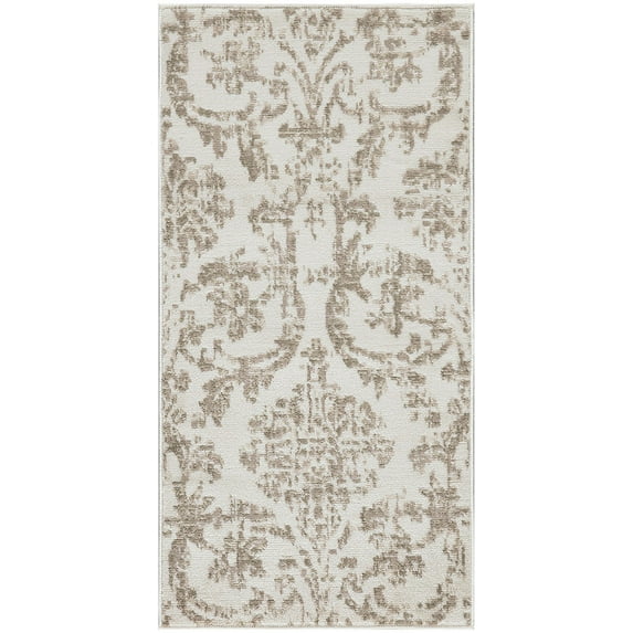 Nourison Jubilant Damask Ivory Beige 2' x 4' Area Rug, (2x4)