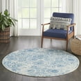 thumbnail image 1 of Nourison Jubilant Distressed Damask Blue 5'3" x ROUND Area Rug, (5' Round), 1 of 8