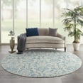 thumbnail image 1 of Nourison Jubilant Distressed Damask Ivory/Blue 8' x round Area Rug, (8' Round), 1 of 8