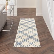 Nourison Jubilant Farmhouse Ivory Navy 2'3" x 7'3" Area Rug 2x7