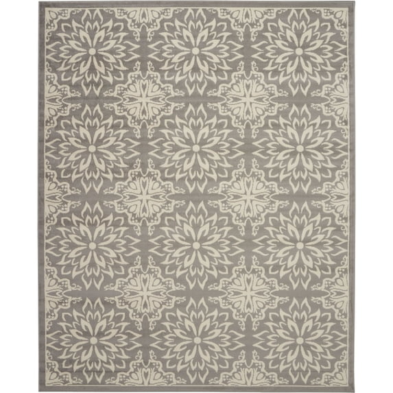 Nourison Jubilant 7'10" x 9'10" Ivory Grey Farmhouse Indoor Rug