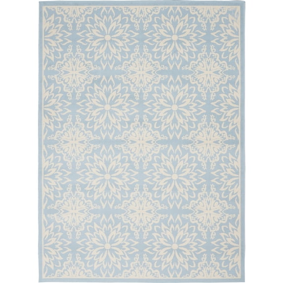 Nourison Jubilant Floral Ivory/Light Blue 5'3" x 7'3" Area Rug, (5x7)