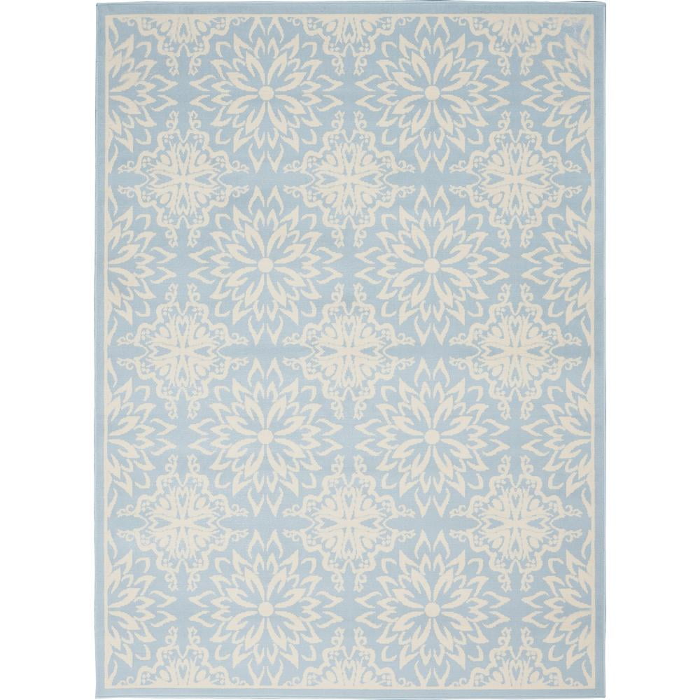 Elysian Ivory & Light Blue Floral 6' x 9' Viscose Area Rug