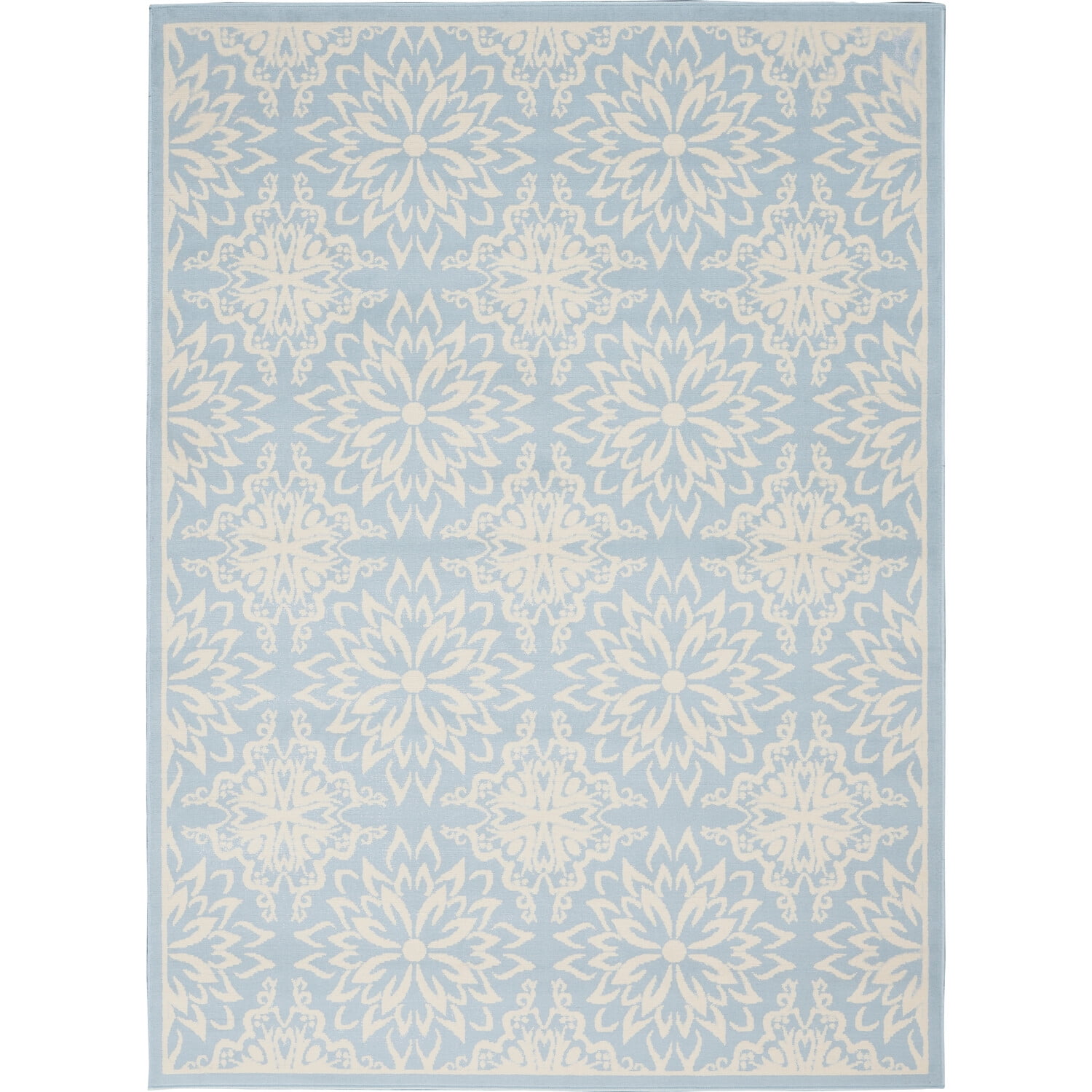 Elysian Ivory & Light Blue Floral 6' x 9' Viscose Area Rug