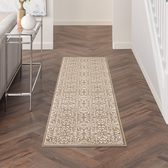 Nourison Jubilant Floral Taupe 2'3" x 7'3" Area Rug, (2x7)