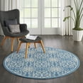 thumbnail image 1 of Nourison Jubilant Geometric Floral Ivory/Blue 5'3" x round Area Rug, (5' Round), 1 of 8