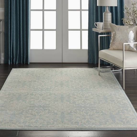 Nourison Jubilant Geometric Floral Ivory/Green 4' x 6' Area Rug, (4' x 6')