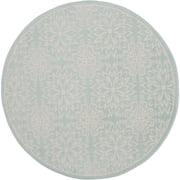 Nourison Jubilant Geometric Floral Ivory/Green 53" x ROUND Area Rug, 5 Round