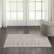 Nourison Jubilant Geometric Floral Ivory/Grey 2' x 4' Area Rug, (2' x 4')