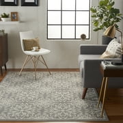 Nourison Jubilant Geometric Floral Ivory/Grey 4' x 6' Area Rug, (4' x 6')