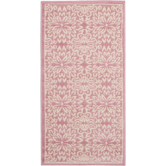 Nourison Jubilant Geometric Floral Ivory/Pink 2' x 4' Area Rug, (2' x 4')