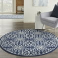 thumbnail image 1 of Nourison Jubilant Geometric Floral Navy/Ivory 5'3" x round Area Rug, (5' Round), 1 of 9