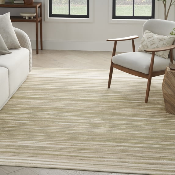 Nourison Jubilant Modern Green Ivory 7'10" x 9'10" Area Rug (8x10)