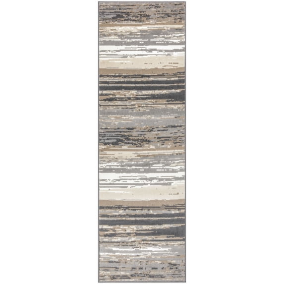 Nourison Jubilant Modern Grey Beige 2'3" x 7'3" Area Rug (2x7)