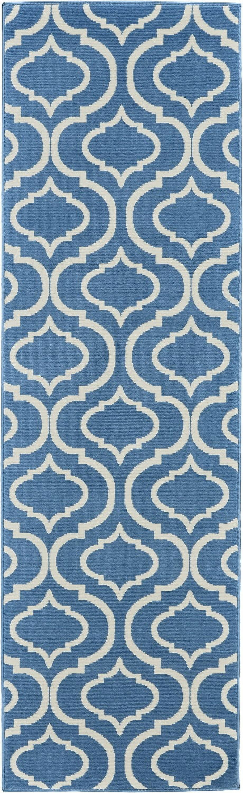 Nourison Jubilant Modern Moroccan Blue 2'3" x 7'3" Area Rug, (7' Runner
