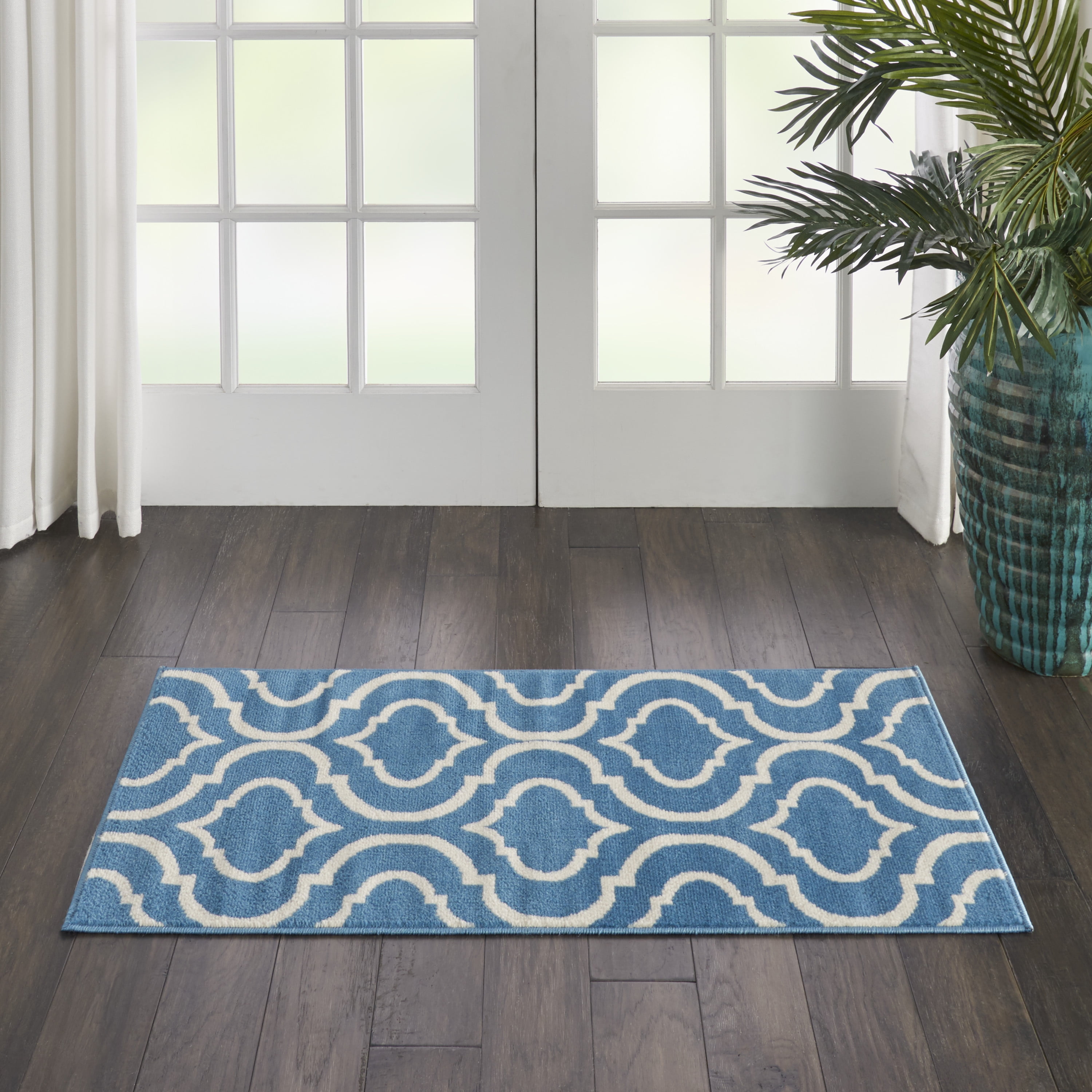 Nourison Jubilant Modern Moroccan Blue 2' x 4' Area Rug, (2' x 4