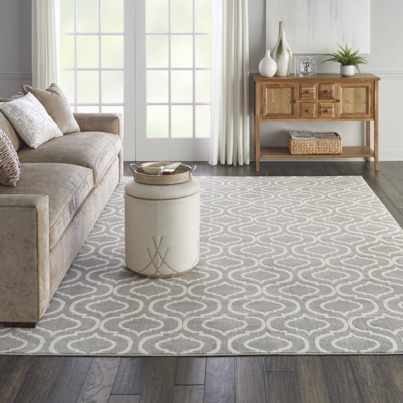 Nourison Jubilant Modern Moroccan Grey 8'6" x 12' Area Rug, (9' x 12')