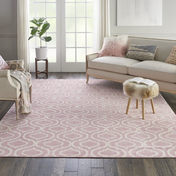 Nourison Jubilant Modern Moroccan Pink 8'6" x 12' Area Rug, (9' x 12')