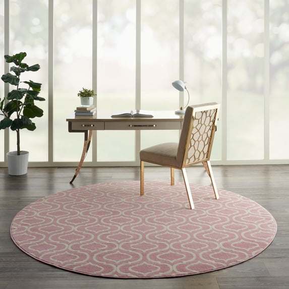 Nourison Jubilant Modern Moroccan Pink 8' x round Area Rug, (8' Round)