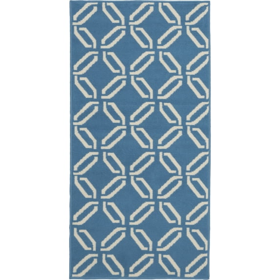 Nourison Jubilant Modern Trellis Blue 2' x 4' Area Rug, (2' x 4')