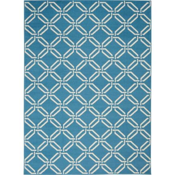 Nourison Jubilant 6' x 9' Blue Area Rug Eclectic Retro Trellis by Nourison