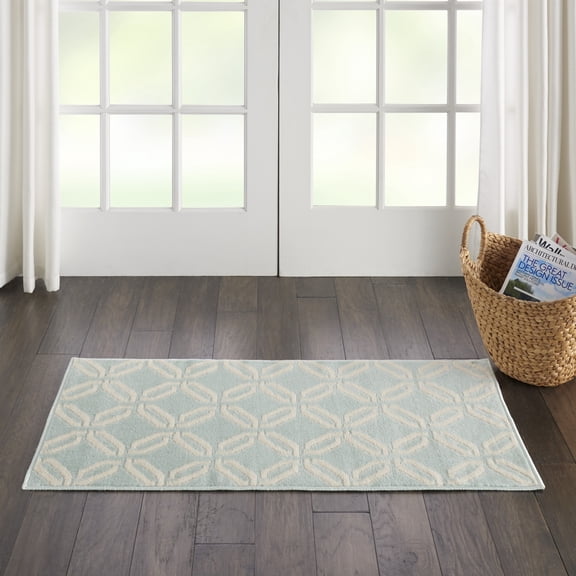 Nourison Jubilant Modern Trellis Green 2' x 4' Area Rug, (2' x 4')