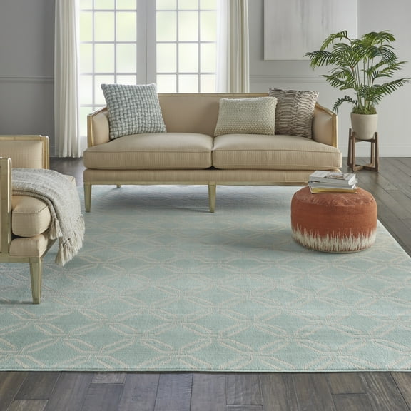 Nourison Jubilant Modern Trellis Green 7'10" x 9'10" Area Rug, (8' x 10')