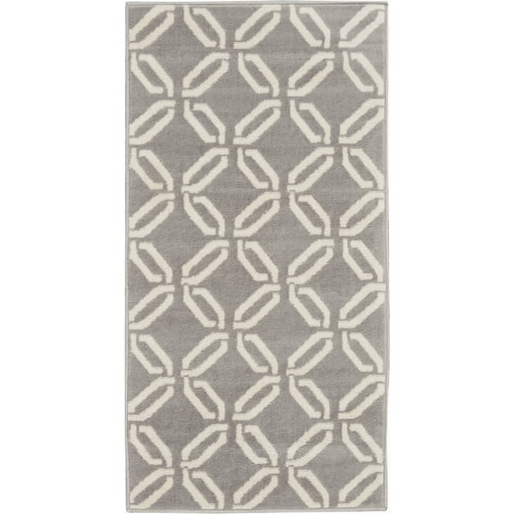 Nourison Jubilant Modern Trellis Grey 2' x 4' Area Rug, (2' x 4')