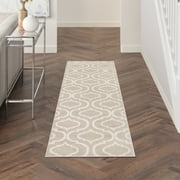 Nourison Jubilant Trellis Beige 23" x 73" Area Rug 2x7