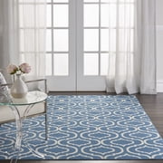 Nourison Jubilant Trellis Blue 5'3" x 7'3" Area Rug, (5x7)