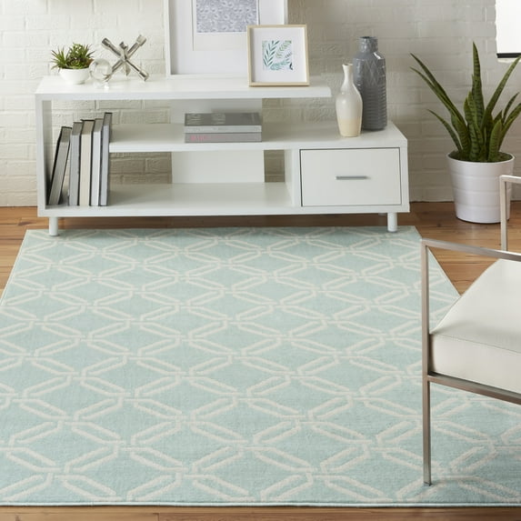 Nourison Jubilant Trellis Green 5'3" x 7'3" Area Rug, (5x7)