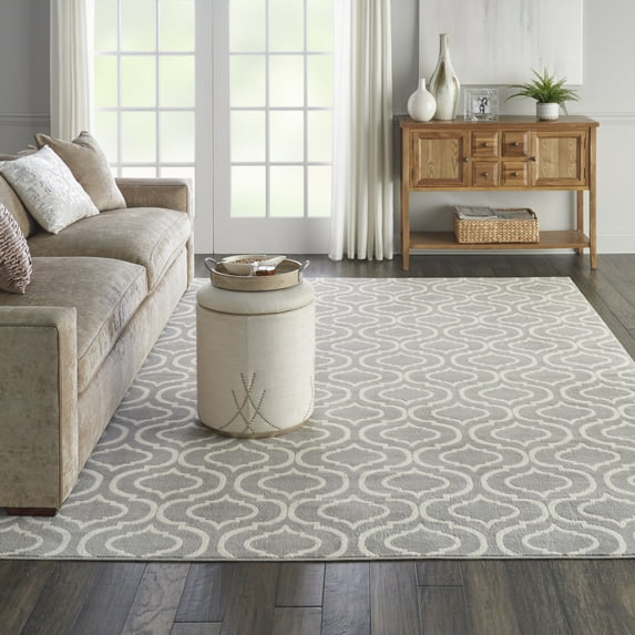 Nourison Jubilant Trellis Grey 7'10" x 9'10" Area Rug, (8x10)