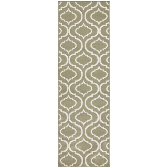 Nourison Jubilant Moroccan Trellis Indoor Area Rug Olive 2'3" x 7'3"