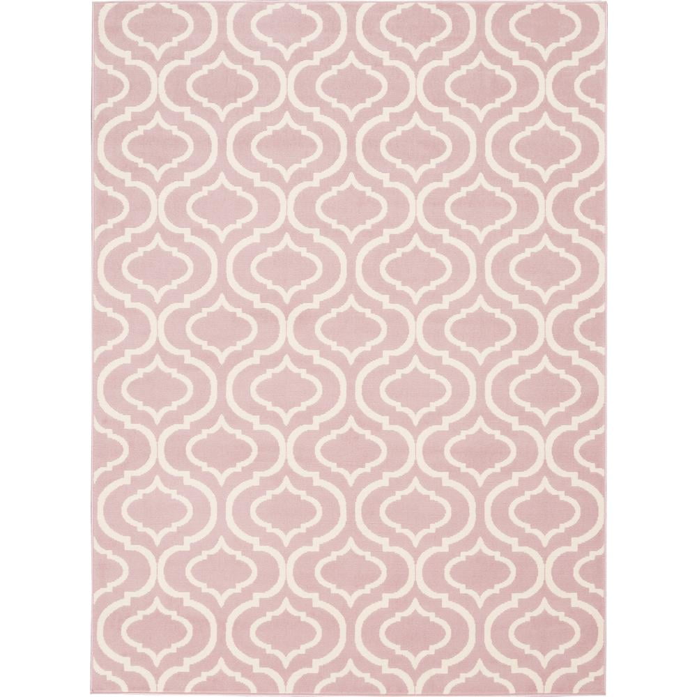 Pink Trellis Pattern Rectangular Synthetic Area Rug 5'3" x 7'3"