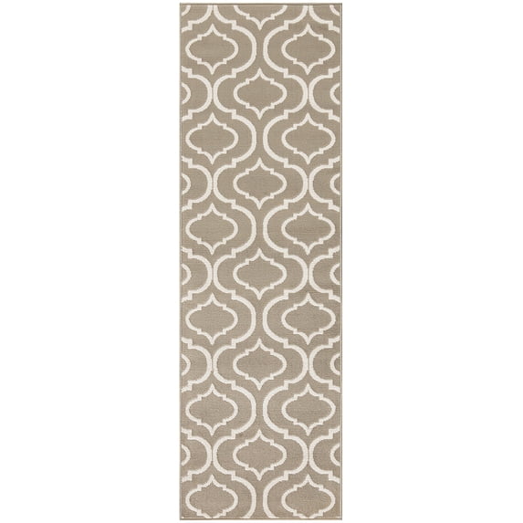 Nourison Jubilant Trellis Taupe 2'3" x 7'3" Area Rug, (2x7)