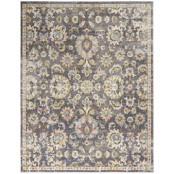Nourison Juniper Floral Charcoal Multi 5'3" x 7'3" Area Rug, (5x7)