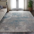 thumbnail image 1 of Nourison Karma Damask Ivory/Light Blue 9'3" x 12'9" Area Rug, (9x13), 1 of 8